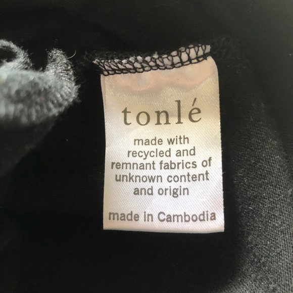 TONLE Shift Short Sleeve Midi Dress Black Gray Sustainable Recycled Size Small - Picture 9 of 10